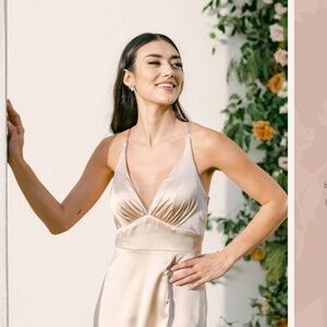 Gold Champagne Satin Revelry Bridesmaid Dress - Sz12